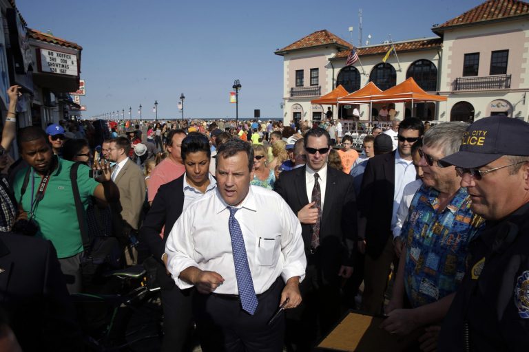 FILE - In this Thursday, Aug. 14, 2014, file photo, New Jersey Gov. Chris Christie walks along a boardwalk after a town hall meeting in Ocean City, N.J. Christie is heading to Mexico officially for a trade mission typical of any governor. But Christie is a potential GOP presidential candidate with little foreign policy expertise, a lot of swagger and much to learn about international diplomacy. He is one of several potential White House hopefuls burnishing their foreign policy credentials for any possible general election matchup against Democrat Hillary Rodham Clinton, a former secretary of state. (AP Photo/Mel Evans, File)