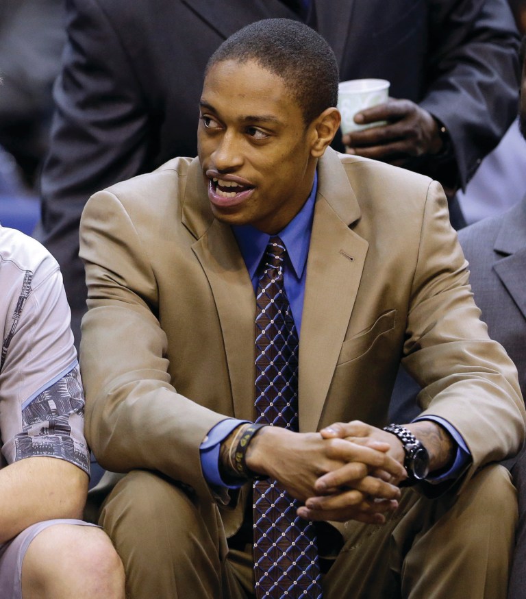 Alex Brandon/AP
Forward Greg Whittington has had to sit on the Hoyas bench in a suit for home games since his suspension for academic reasons.