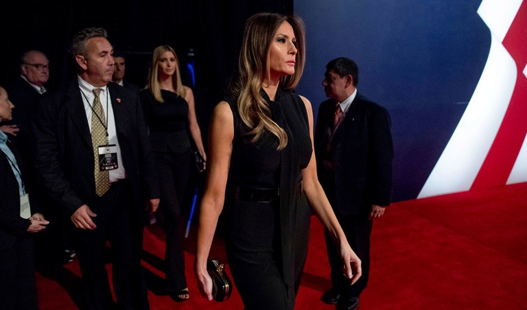 Melania Trump will campaign this week in Philadelphia for her husband, Donald Trump. (AP Photo/Andrew Harnik)
