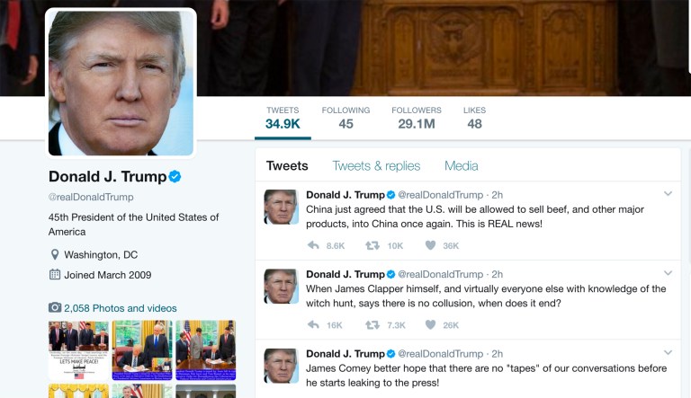 After conflicting reports from the White House regarding Comey's firing, President Trump sought to explain the conflicting stories in tweets Friday morning. (Screenshot)