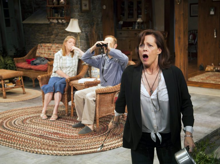 This theater image released by Philip Rinaldi Publicity shows Sigourney Weaver, right, during a performance of 