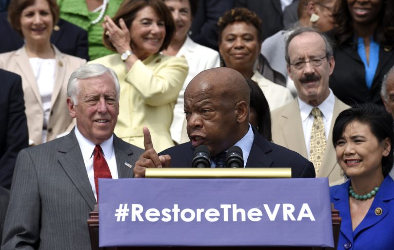 Rep. John Lewis, D-Ga., speaks during a news conference onÂ July 30, 2015,Â to commemorate the 50th anniversary of the Voting Rights Act. (AP Photo/Susan Walsh)