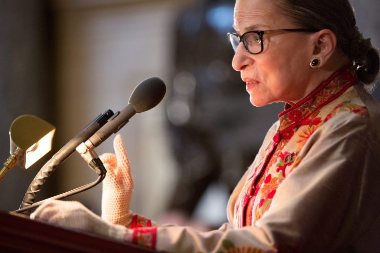 Supreme Court Justice Ruth Bader Ginsburg speaks at an annual Women's History Month reception in the U.S. Capitol in Washington. (Photo by Allison Shelley/Getty Images)