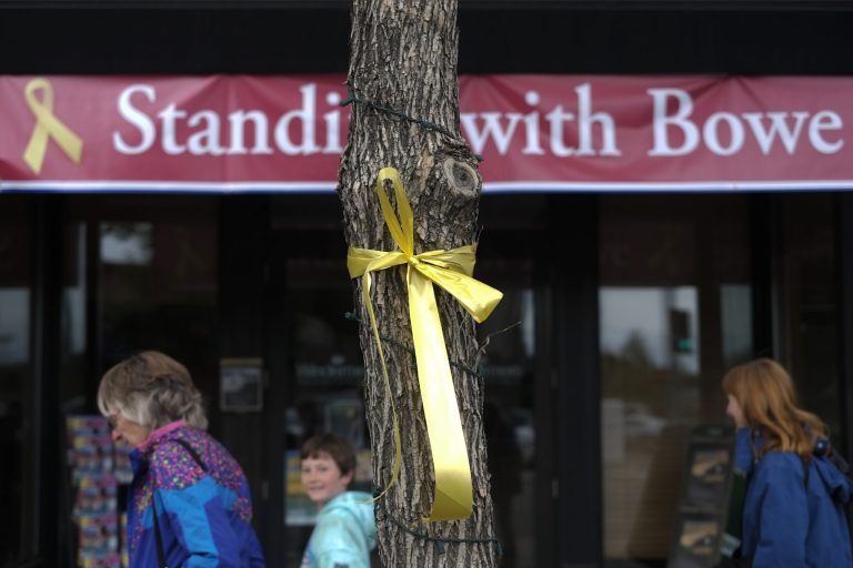 A yellow ribbon honoring captive U.S. Army Sgt. Bowe Bergdahl tied to a tree in Hailey, Idaho. (AP/Jae C. Hong)