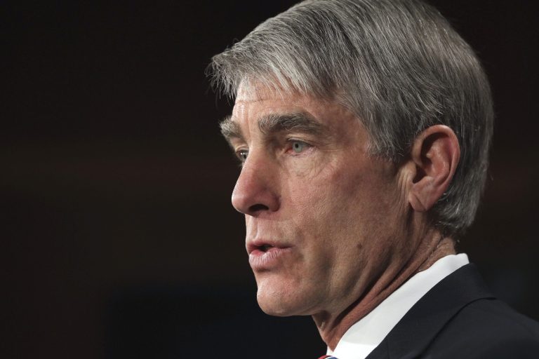 In this Jan. 25, 2011 file photo, Sen. Mark Udall, D-Colo., speaks on Capitol Hill in Washington. (AP Photo/Charles Dharapak, File)