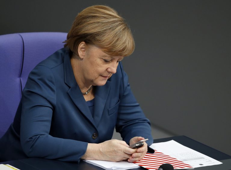 Many Germans have been angered by the revelations from Edward Snowden and others that the NSA had tapped the phones of Germans, including Chancellor Angela Merkel. (AP Photo/Michael Sohn)