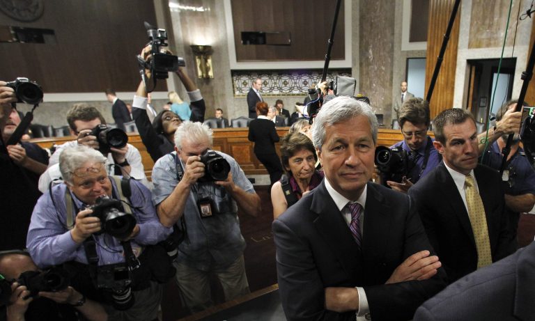 JPMorgan Chase CEO Jamie Dimon arrives at Capitol Hill in June 2012. The head of the largest U.S. bank, Dimon says addressing America's problems require across-the-aisle cooperation. 