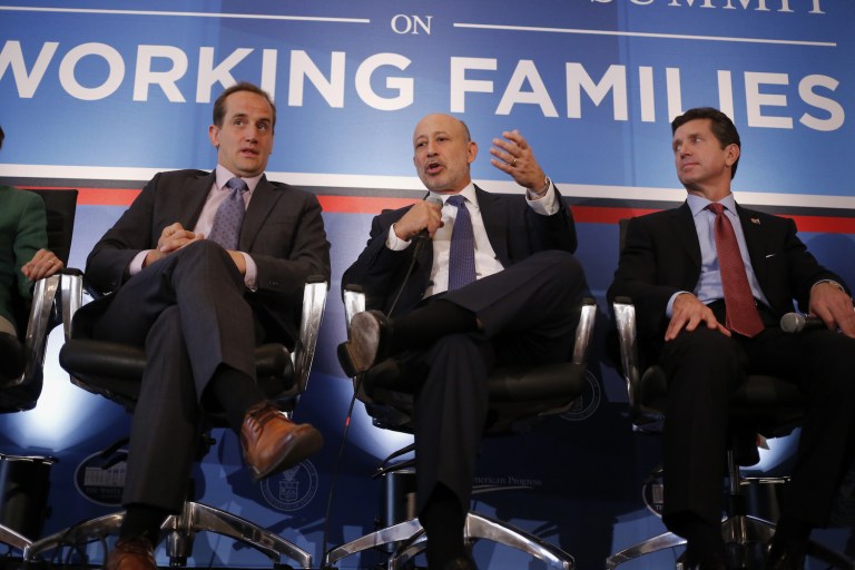 Johnson & Johnson CEO Alex Gorsky (right) says he is concerned about rapidly growing health spending. (AP Photo/Charles Dharapak)