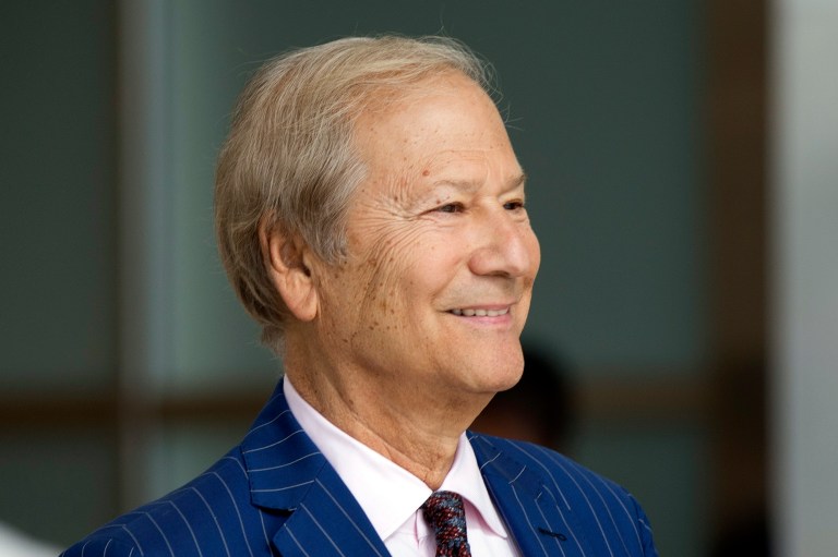 Businessman Lewis Katz arrives for a closed-door auction to buy the The Philadelphia Inquirer and Philadelphia Daily News Tuesday, May 27, 2014, in Philadelphia. Katz and philanthropist H.G. 