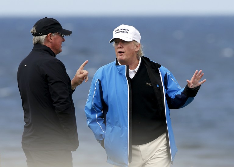 Trump, right, and Sanders (not pictured above), have earned nearly one-and-a-half times as much attention on social media over the past 30 days than the 20 other presidential candidates combined. (AP Photo)