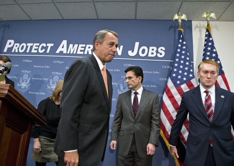  House Speaker John Boehner of Ohio, leaves after a news conference on Capitol Hill in Washington, Wednesday, Dec. 12, 2012, following the GOP caucus. Boehner and the other House Republican leaders are calling for Obama to come up with plan they can accept for spending cuts and tax revenue to avoid the so-called 
