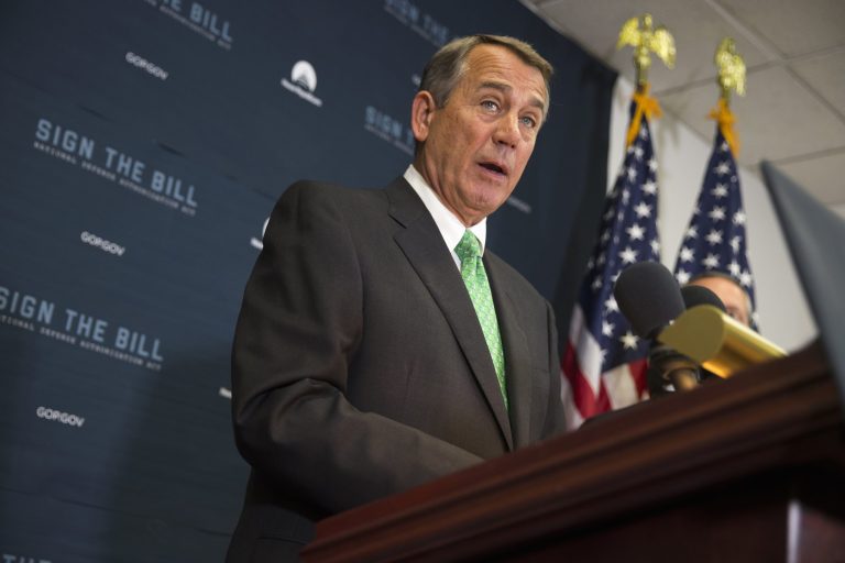 Lawmakers are pushing to finalize a sweeping deal to fund the federal government before Speaker John Â Boehner leaves Congress at the end of this week. (AP Photo/Evan Vucci, File)