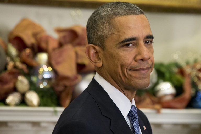 In this Friday, Dec. 5, 2014 photo, President Obama listens in the Roosevelt Room of the White House in Washington as Ashton Carter speaks during the announcement of Carter for defense secretary. The White House says President Barack Obama is getting some medical tests at a military hospital just outside Washington after complaining of a sore throat. (AP Photo/Jacquelyn Martin)