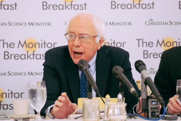Sen. Bernie Sanders. Brian Dozier/Christian Science Monitor.