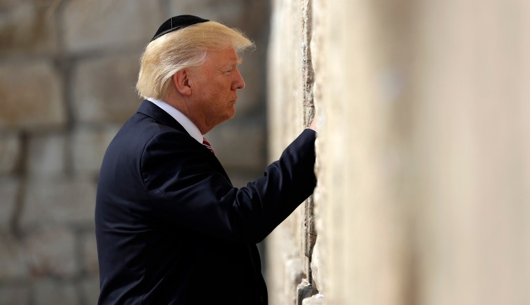 President Trump on Monday became the first sitting U.S. president to visit the Western Wall. (AP Photo/Evan Vucci)
