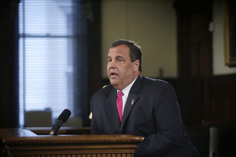 New Jersey Gov. Chris Christie answers a question in Trenton, N.J., Tuesday, April 29. (AP Photo/Mel Evans)