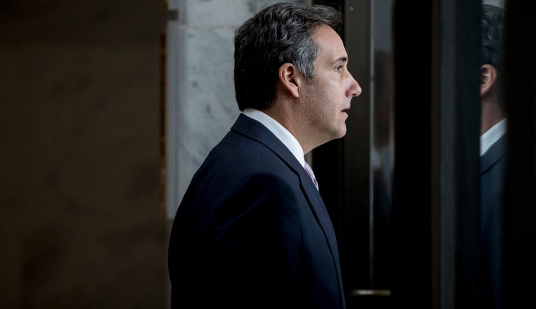 President Donald Trump's lawyer Michael Cohen departs following a closed door meeting with the Senate Intelligence Committee on Capitol Hill, Tuesday, Sept. 19, 2017, in Washington.