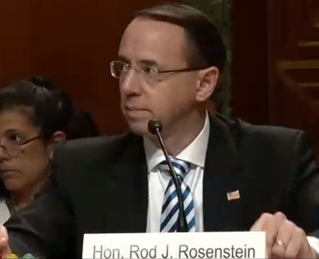 Rosenstein Says He Has Seen No Reason to Remove Mueller