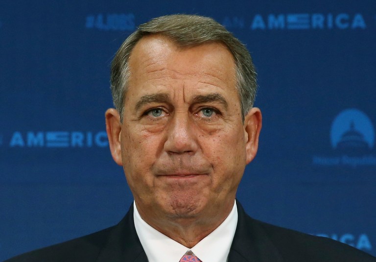 House Speaker John Boehner, R-Ohio participates in a news conference at the U.S. Capitol June 10, 2014 in Washington. Speaker Boehner spoke to the media after attending a closed meeting with House Republicans. (Photo by Mark Wilson/Getty Images)