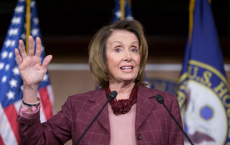 Pelosi twice called Bannon a white supremacist during the news conference. (AP Photo/J. Scott Applewhite)