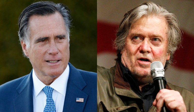 Top Utah Republicans issued statements praising Romney's integrity and patriotism and condemned Bannon for comments they described as wrong and bigoted against the Church of Jesus Christ of Latter-day Saints. (AP Photo/Carolyn Kaster)