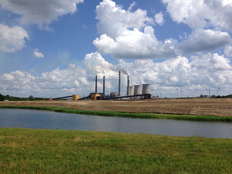 A panoramica view of the Paradise Fossil Plant in Drakesboro Ky., on Tuesday, June 3, 2014, shows in the foreground across lake the clearing for the new natural gas burning plant.  The new $1 billion facility will replace two coal burning units at the plant beginning in 2017.