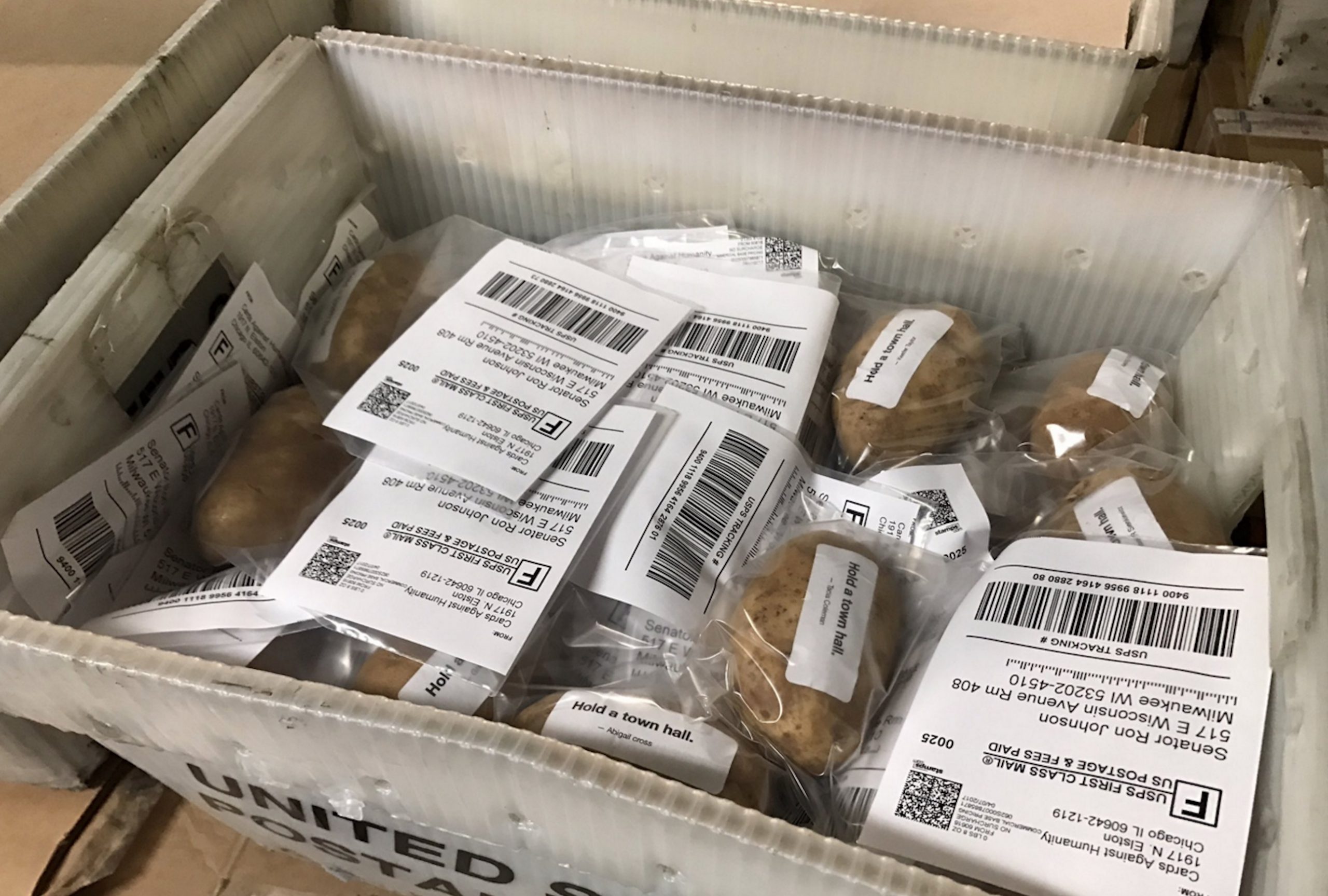 Ron Johnson turns opponents’ potato prank attempt into boon for local food bank