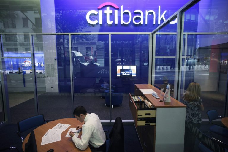 This Oct. 13, 2011, file photo shows a Citibank branch in New York. 