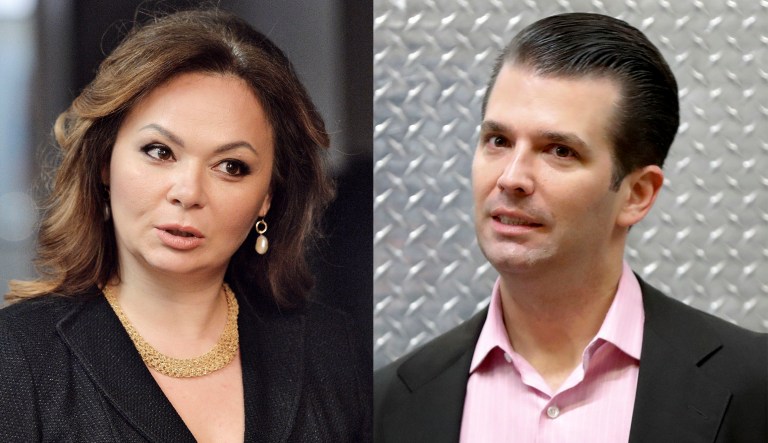 Kremlin-linked lawyer Natalia Veselnitskaya said that Donald Trump Jr. asked for proof that Hillary Clinton's campaign received illicit money from Democratic donors. (AP Photos)