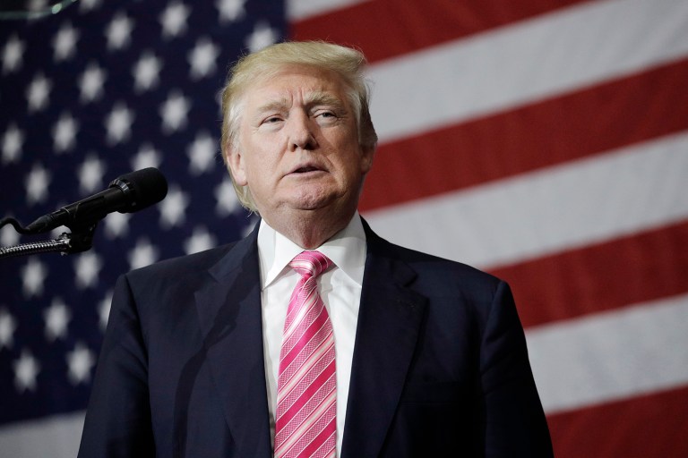 Donald Trump is being targetted for his business practices and acumen, relations with women and his temperament. (AP Photo/John Locher)