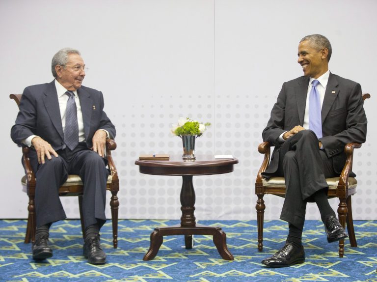 Having already opened the door to warmer relations with the communist dictatorship of Raul Castro, Obama has now agreed to remove it from the State Department's list of international sponsors of terrorism. (AP Photo)Â 