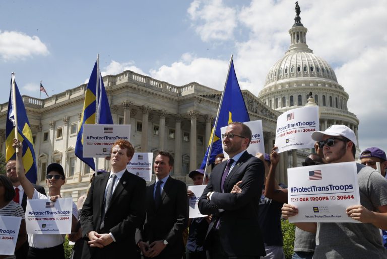 Following President Trump's tweets on Wednesday announcing a ban of all transgender individuals in the armed forces, current and former transgender troops spoke out against the ban. (AP Photo/Jacquelyn Martin)