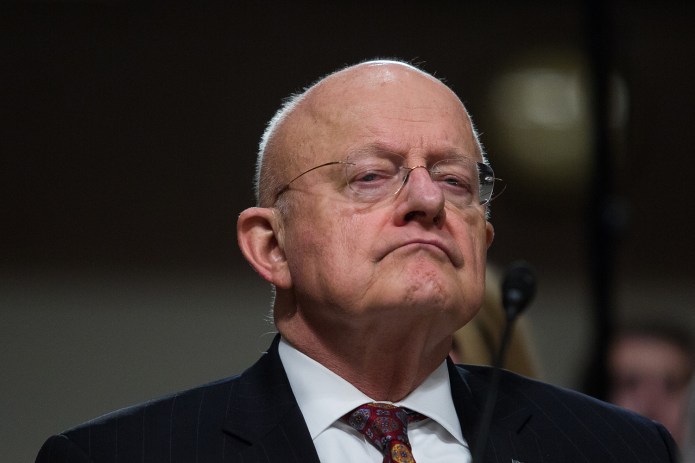 Director of of National Intelligence James Clapper pauses while testifying on Capitol Hill, Thursday, Jan. 5th, 2017, before a Senate Armed Services Committee Hearing on "foreign cyber threats to the United States." (Graeme Jennings/Examiner)