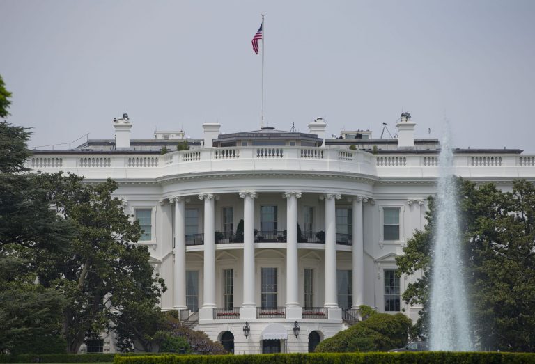FILE - This May 9, 2014, photo shows the South Portico of the White House in Washington.  Frustrated by criticism of President Barack Obama's foreign policy, White House officials have been holding private meetings this week aimed at soothing lawmakers' concerns over the U.S. posture in Syria, the future of the American military presence in Afghanistan, and defense spending. (AP Photo/Pablo Martinez Monsivais, File)