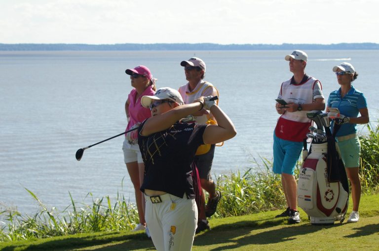  Jiyai Shin, shown in Sunday's fourth round, ended her 22-month drought, winning the Kingsmill Championship Monday morning. / Photo by Kevin Dunleavy 