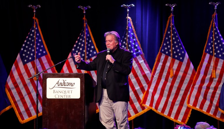 A 2020 challenge for Steve Bannon - without Breitbart or any major GOP donors at his disposal -is virtually guaranteed now not to materialize, a source told the Washington Examiner. (AP Photo/Paul Sancya)
