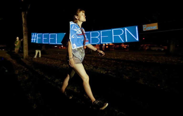 Sanders supporters said they felt they were cheated out of a fair primary by the party, led by Clinton, who in their view did nothing to mend the rift during her Thursday address. (AP Photo/Alex Brandon)