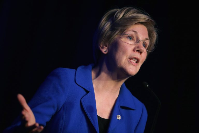Sen. Elizabeth Warren delivers remarks during the Good Jobs Green Jobs National Conference at the Washington Hilton April 13, 2015 in Washington. (Photo by Chip Somodevilla/Getty Images)