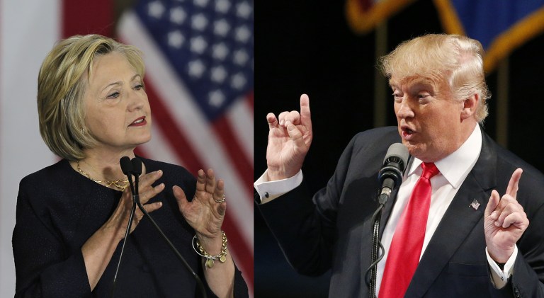Hillary Clinton has spent several times what Donald Trump has spent to air television ads in key states. (AP Photos)