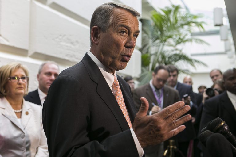 House Speaker John Boehner, R-Ohio, speaks at a press conference on Wednesday, July 23rd, 2014, following a House GOP conference meeting. (Examiner/Graeme Jennings)