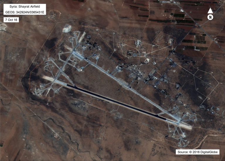The United States blasted a Syrian air base with a barrage of cruise missiles in fiery retaliation for this week's gruesome chemical weapons attack against civilians. (DigitalGlobe/U.S. Department of Defense via AP)