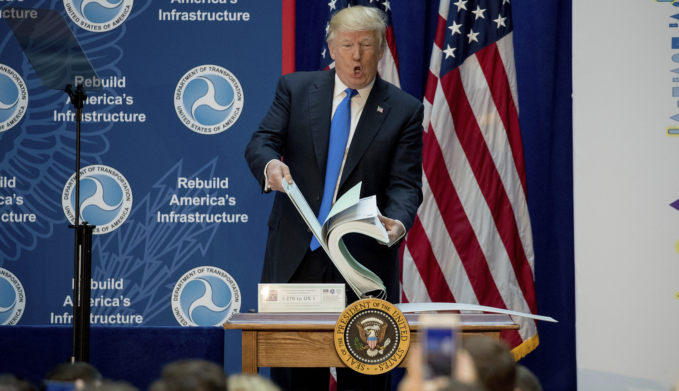 Watch: Trump dumps environmental permits to highlight excessive permitting rules