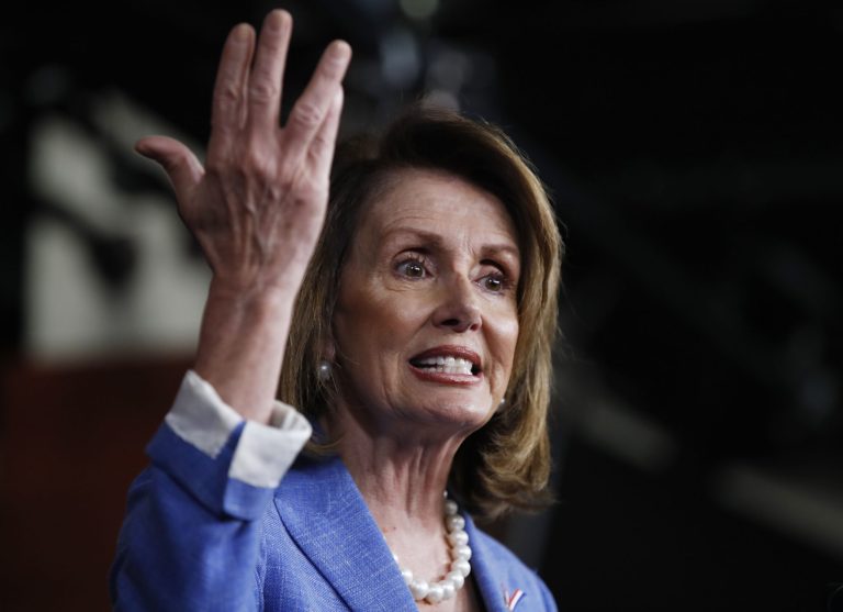 "Our democracy has no room for inciting violence or endangering the public, no matter the ideology of those who commit such acts," Pelosi said Tuesday. (AP Photo/Manuel Balce Ceneta)