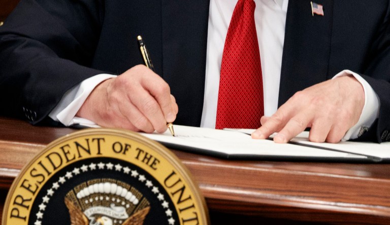 President Trump signed an executive order Thursday ruling the Department of Health and Human Services may not dole out subsidies to insurance companies that Congress has not first appropriated. (AP Photo/Evan Vucci)