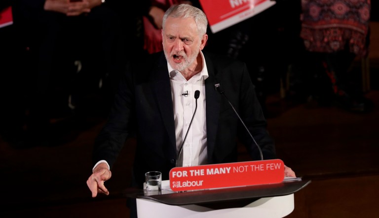 Jeremy Corbyn leads Britain's Labour Party and were an election called today, Labour would be the favorite to win and Corbyn to become the new prime minister. (AP Photo/Matt Dunham)