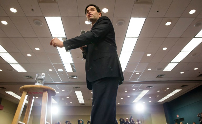 The analysis finds that his tax plan includes something similar to a value-added tax, the same form of tax that Rubio has harshly criticized his presidential rival Texas Sen. Ted Cruz for considering. (AP Photo/Jacquelyn Martin)