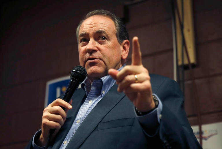 Former Arkansas Gov. Mike Huckabee said he's disappointed that President-elect Trump is considering Mitt Romney to be his secretary of state. (AP Photo/Kiichiro Sato)