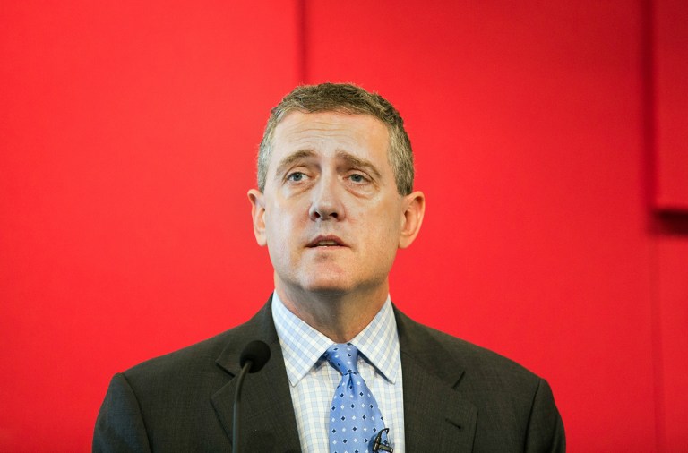 James Bullard, president of the Federal Reserve Bank of St. Louis, estimated that the Fed may only raise its short-term interest rate target to 0.63 percent by 2018. (Nicky Loh/Bloomberg)