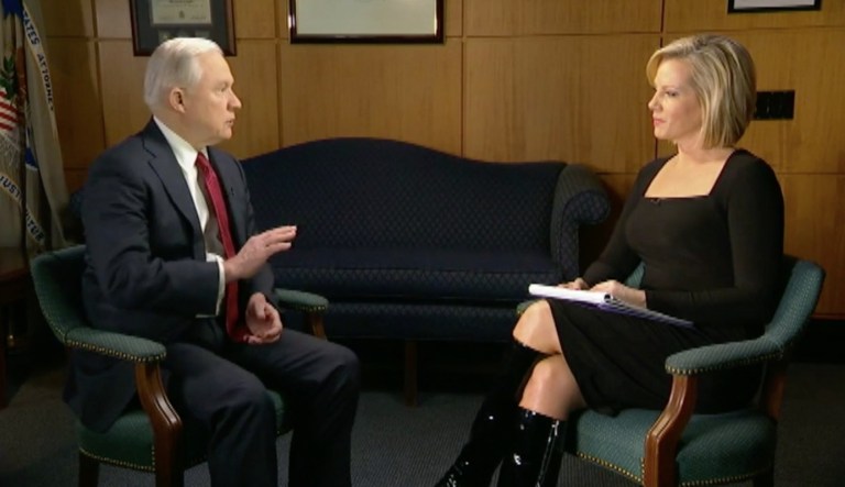 Attorney General Jeff Sessions appeared on Fox News with Shannon Bream Thursday night. (screenshot via Fox News)