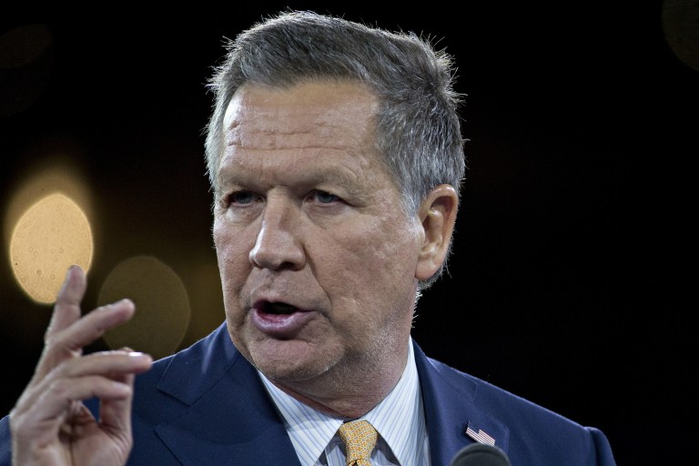 In a poll released Thursday, Kasich is nipping at Trump's heels in Pennsylvania, and has put up respectable showings in New England states that have voted thus far, specifically his second place finishes in New Hampshire, Vermont and Massachusetts. (Andrew Harrer/Bloomberg)